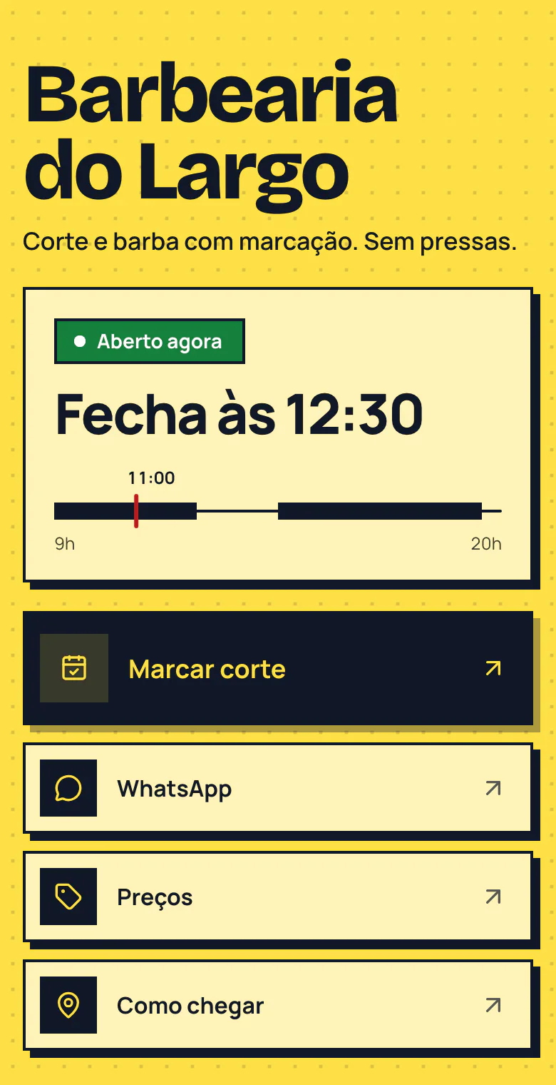 Página de links de exemplo com o tema Bloco