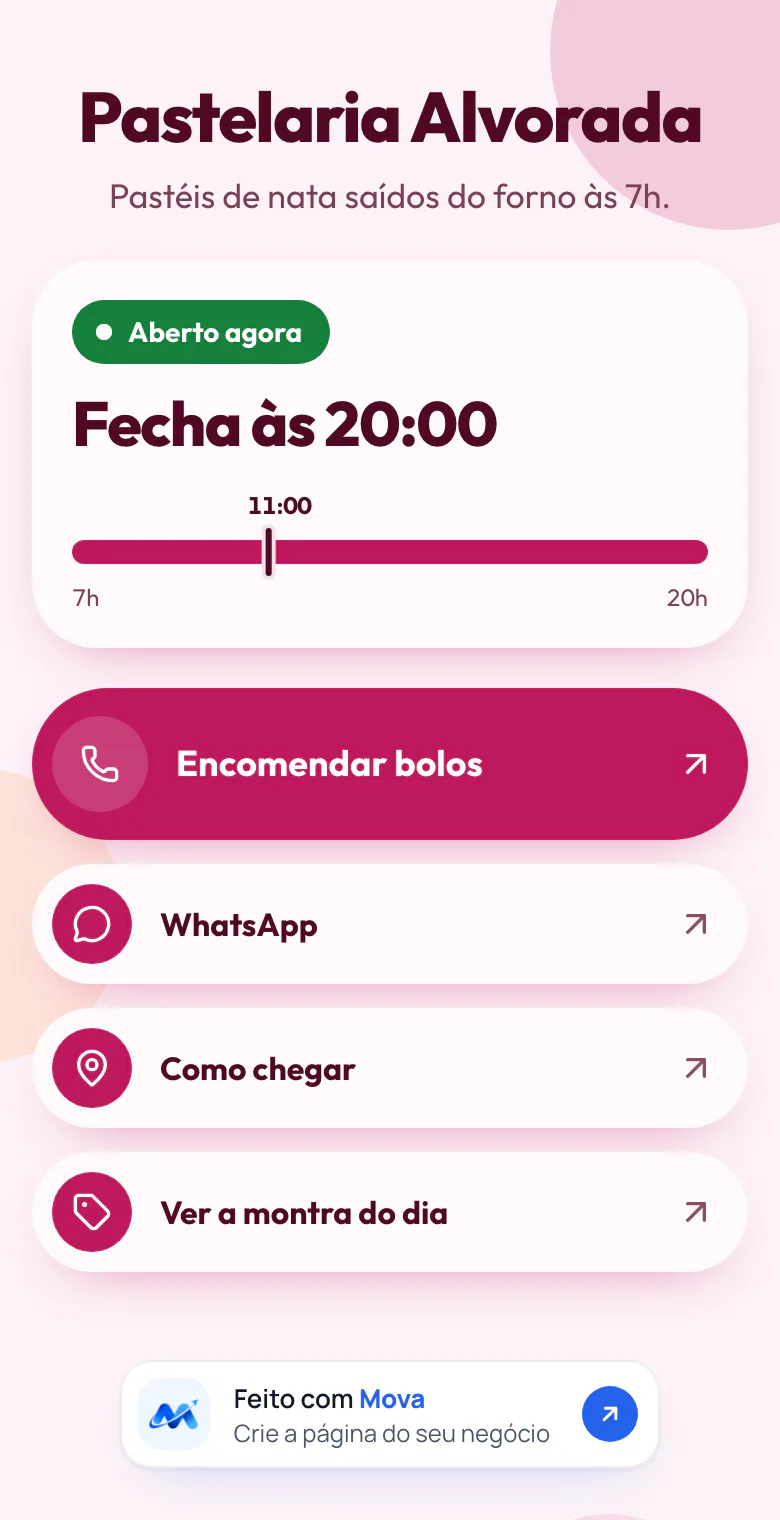 Página de links de exemplo com o tema Doce