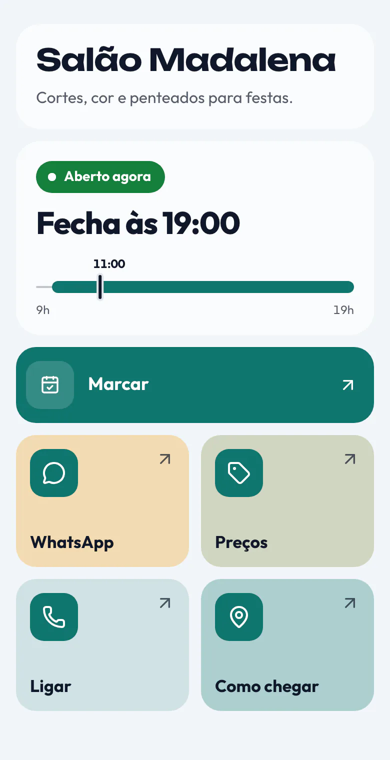 Página de links de exemplo com o tema Mosaico