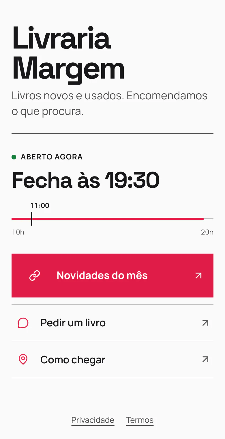 Página de links de exemplo com o tema Nítido